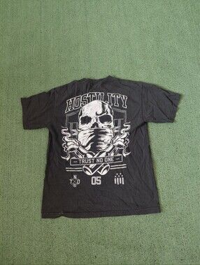 Hostility Trust No One Skull Streetwear Graphic Black T Shirt Sz Medium